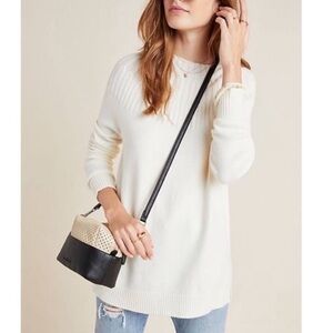 By Anthropologie Welford Ivory Mock Neck Pullover Sweater Size Small